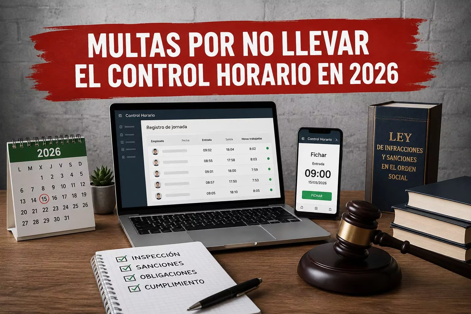 Multas por no llevar el control horario en España en 2026