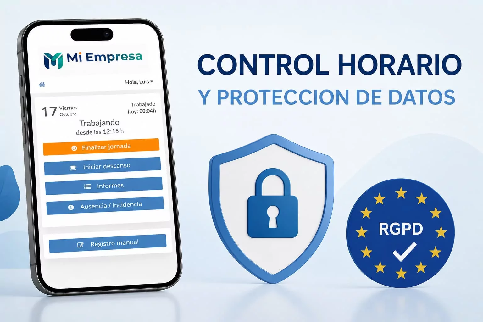 Control horario y protección de datos en empresas mediante aplicación de fichaje online